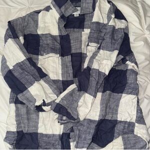 American Eagle Outfitters Navy and White Checkered Shirt